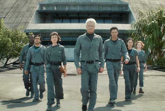 Kirsh and the hybrids walk out of a facility together in Alien: Earth.